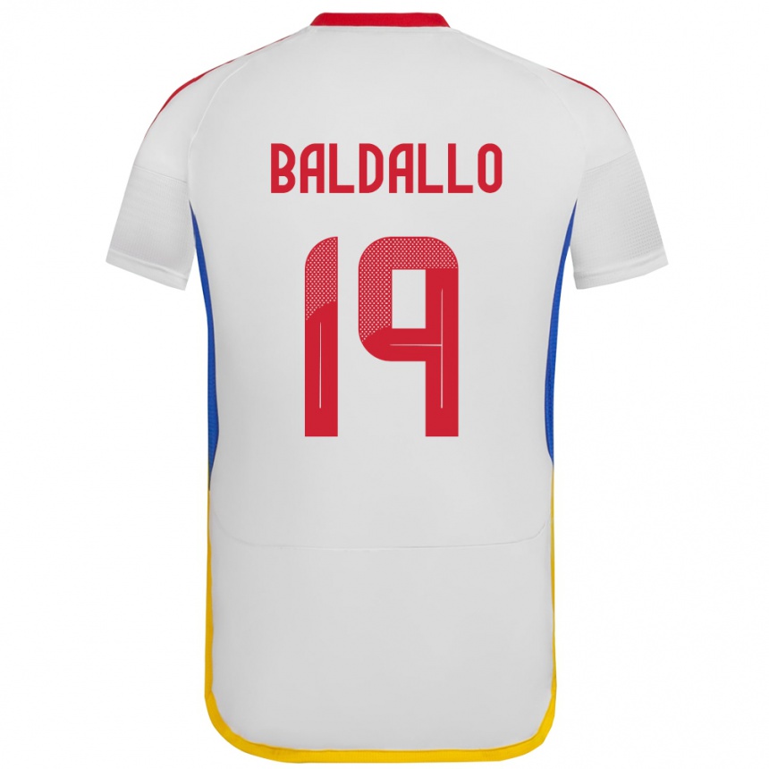 Niño Fútbol Camiseta Venezuela Micheel Baldallo #19 Blanco 2ª Equipación 24-26 México