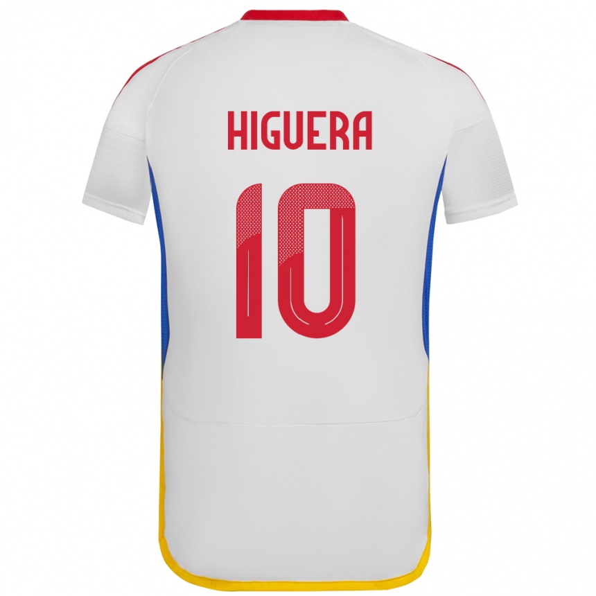 Niño Fútbol Camiseta Venezuela Enyerliannys Higuera #10 Blanco 2ª Equipación 24-26 México