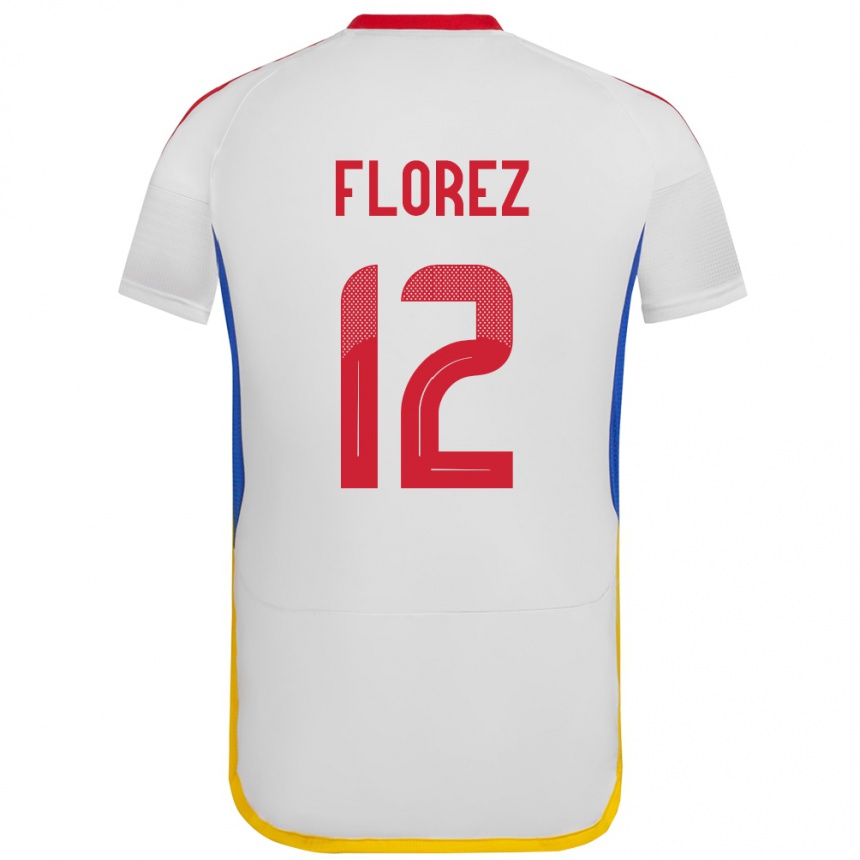 Niño Fútbol Camiseta Venezuela Génesis Flórez #12 Blanco 2ª Equipación 24-26 México