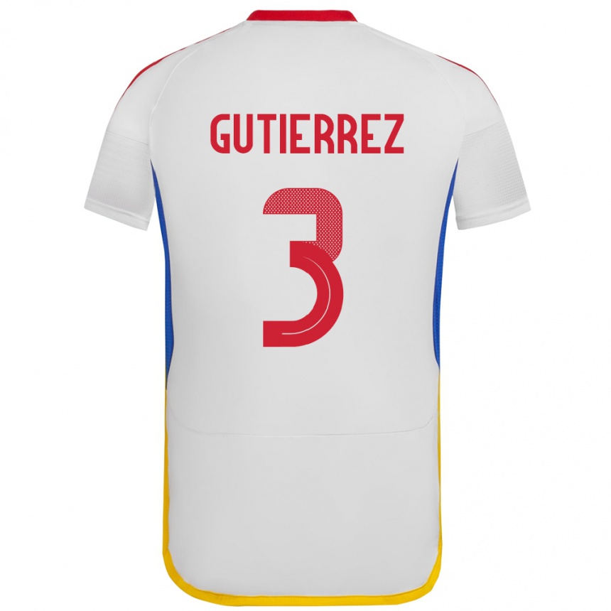 Niño Fútbol Camiseta Venezuela Nairelis Gutiérrez #3 Blanco 2ª Equipación 24-26 México