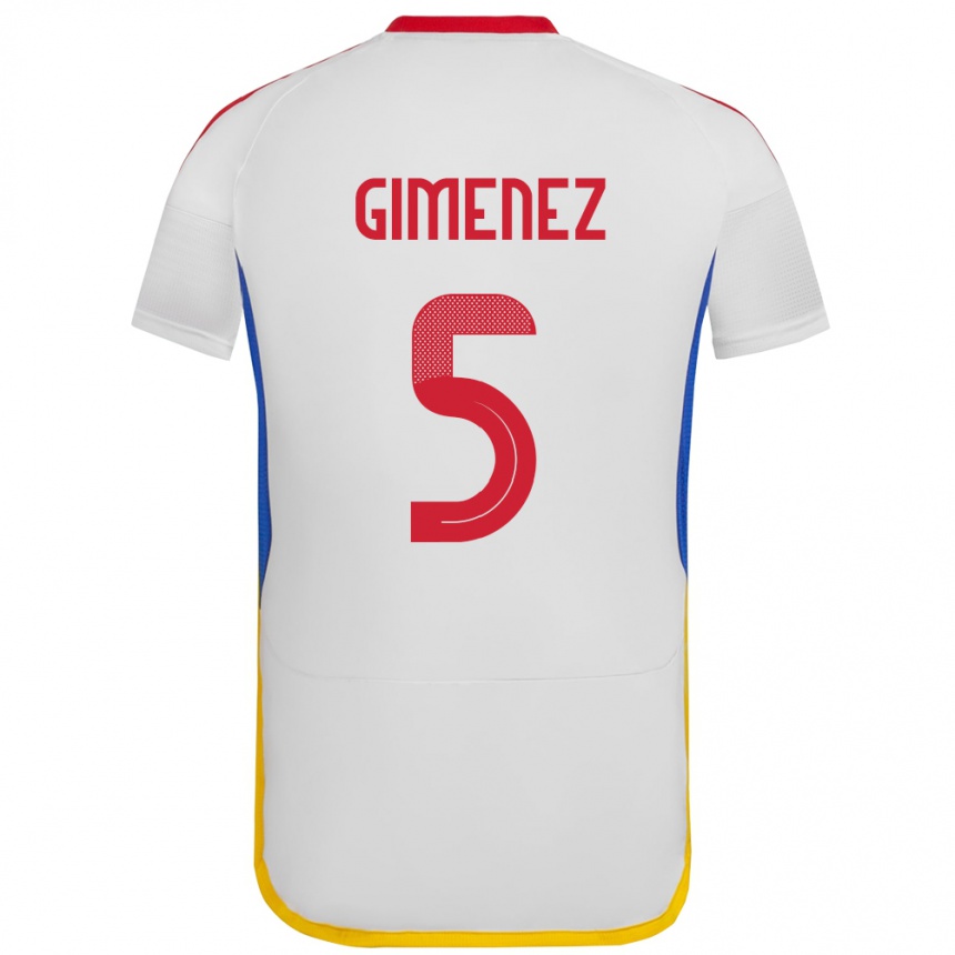 Niño Fútbol Camiseta Venezuela Yenifer Giménez #5 Blanco 2ª Equipación 24-26 México