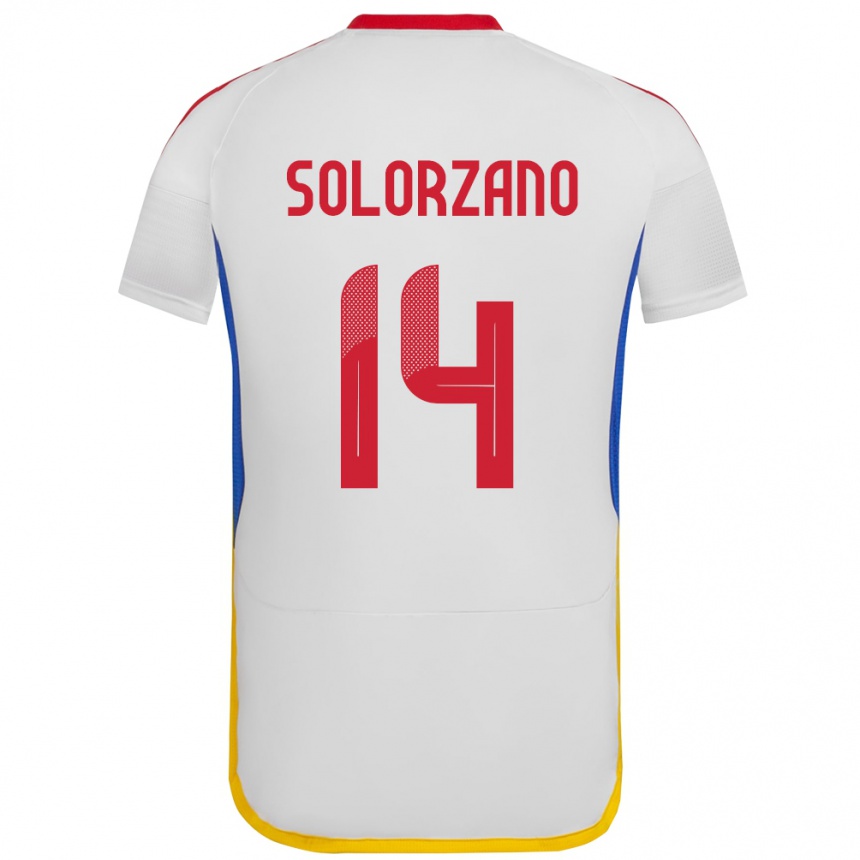 Niño Fútbol Camiseta Venezuela Fabiola Solórzano #14 Blanco 2ª Equipación 24-26 México