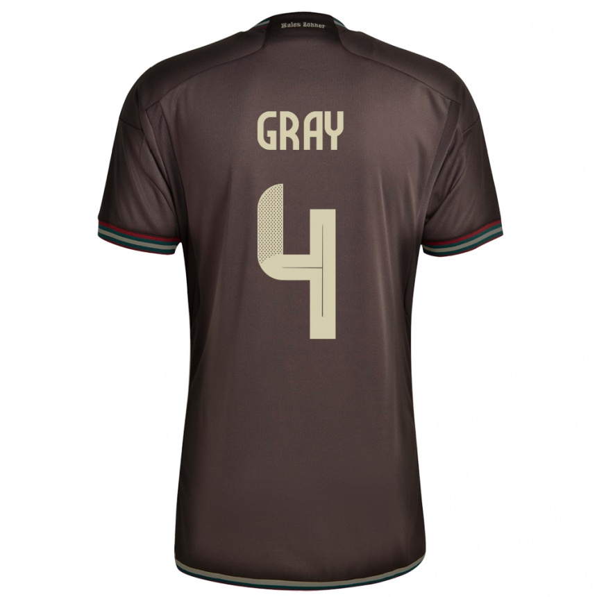 Niño Fútbol Camiseta Jamaica Tayvon Gray #4 Marrón Noche 2ª Equipación 24-26 México