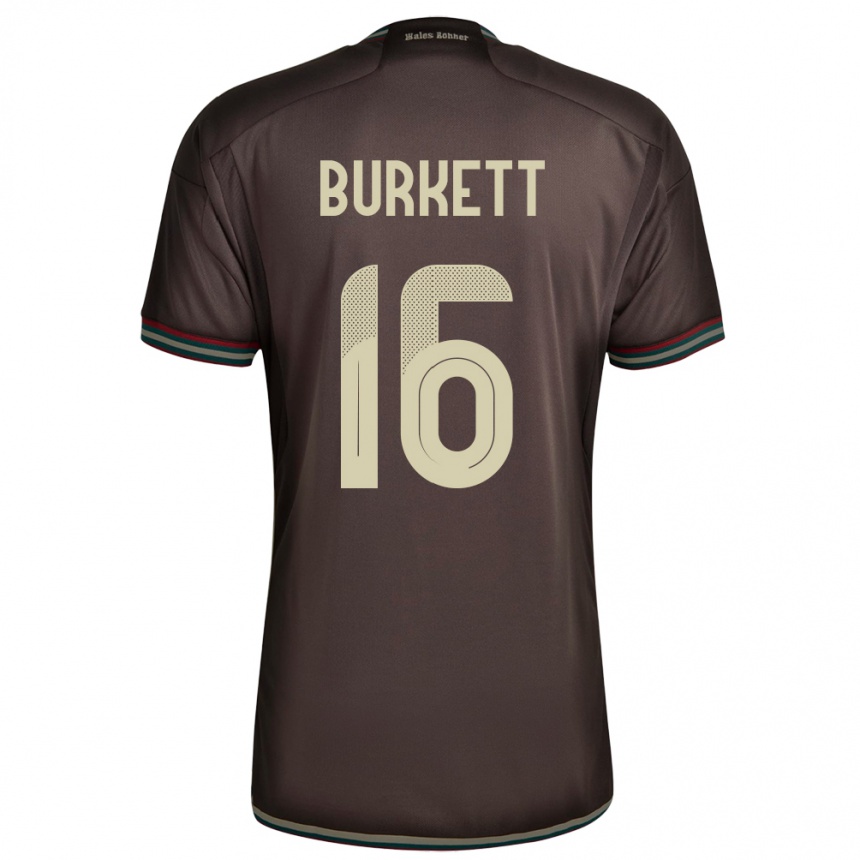 Niño Fútbol Camiseta Jamaica Brian Burkett #16 Marrón Noche 2ª Equipación 24-26 México