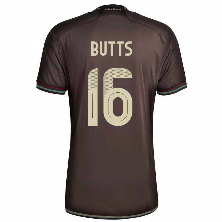 Niño Fútbol Camiseta Jamaica Njeri Butts #16 Marrón Noche 2ª Equipación 24-26 México