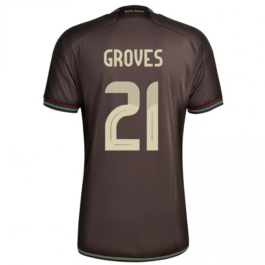 Niño Fútbol Camiseta Jamaica Isreala Groves #21 Marrón Noche 2ª Equipación 24-26 México