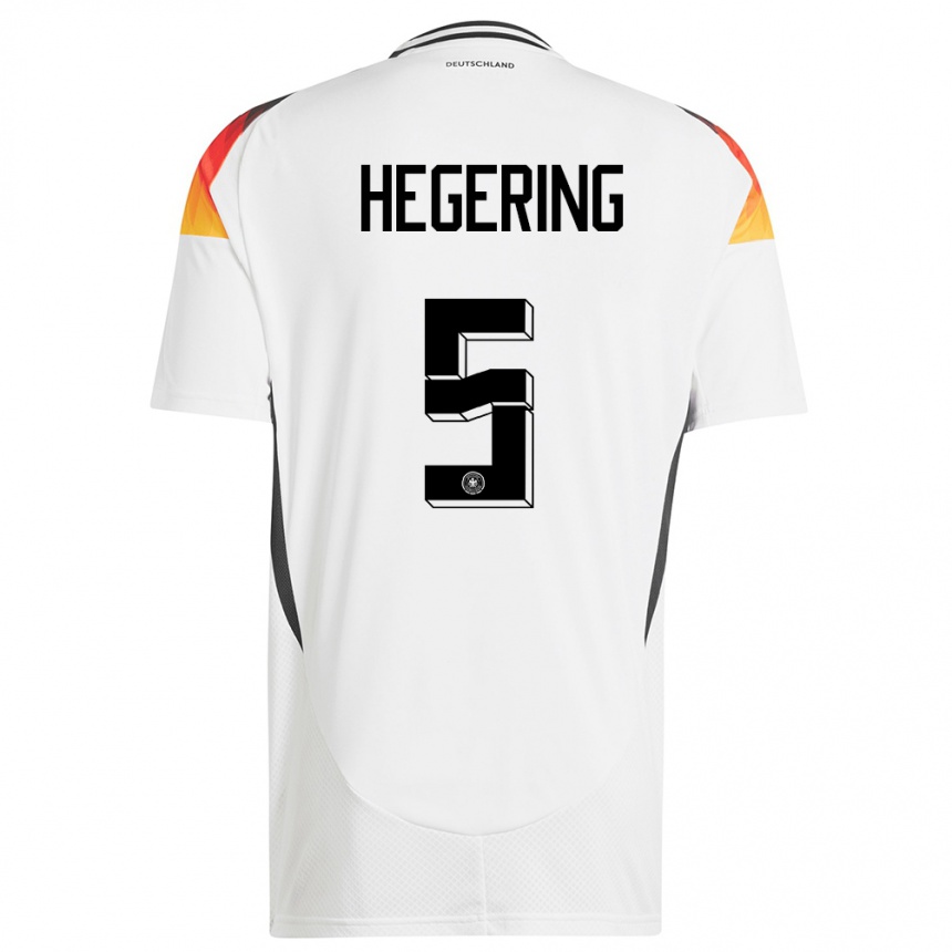 Hombre Fútbol Camiseta Alemania Marina Hegering #5 Blanco 1ª Equipación 24-26 México