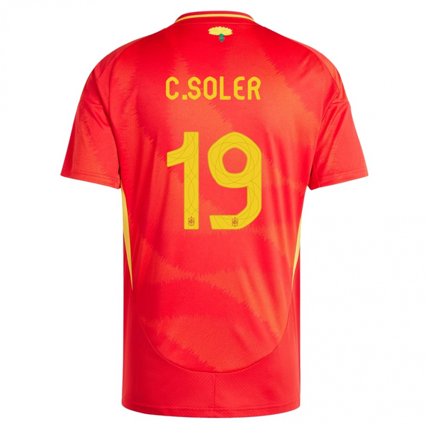 Hombre Fútbol Camiseta España Carlos Soler #19 Rojo 1ª Equipación 24-26 México