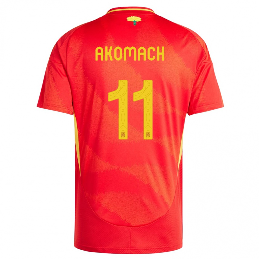 Hombre Fútbol Camiseta España Ilias Akomach #11 Rojo 1ª Equipación 24-26 México