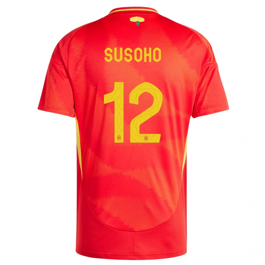 Hombre Fútbol Camiseta España Mahamadou Susoho #12 Rojo 1ª Equipación 24-26 México