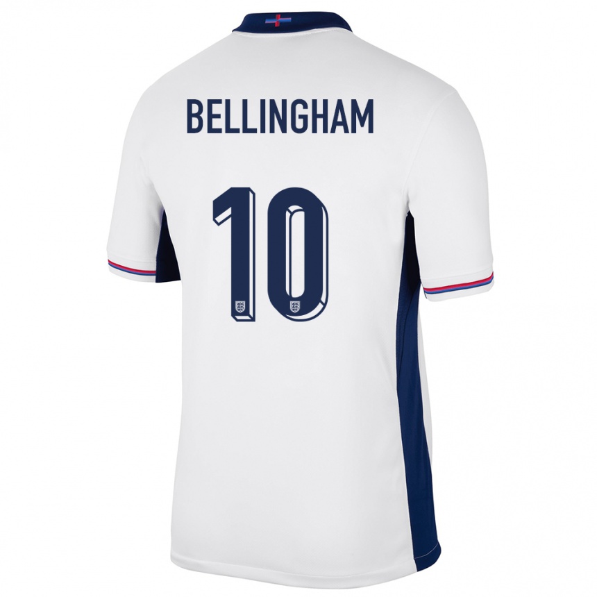 Hombre Fútbol Camiseta Inglaterra Jude Bellingham #10 Blanco 1ª Equipación 24-26 México