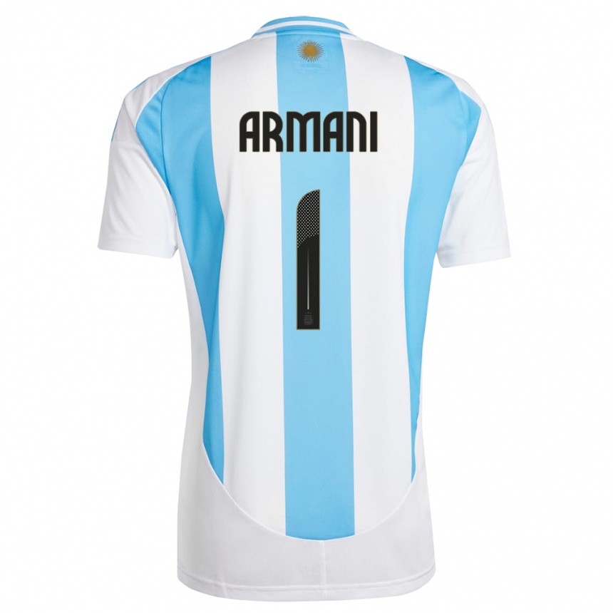 Hombre Fútbol Camiseta Argentina Franco Armani #1 Blanco Azul 1ª Equipación 24-26 México