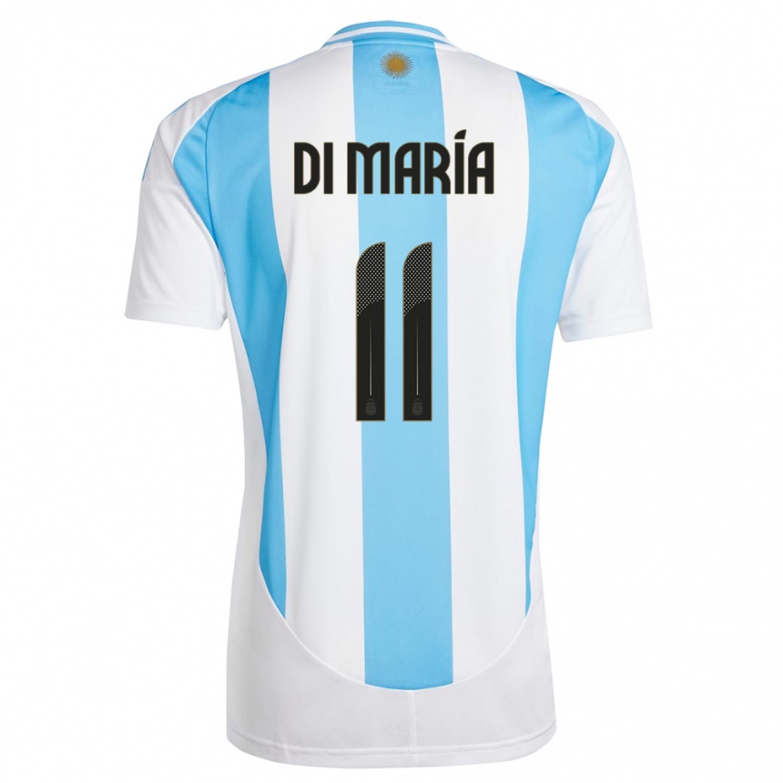 Hombre Fútbol Camiseta Argentina Angel Di Maria #11 Blanco Azul 1ª Equipación 24-26 México