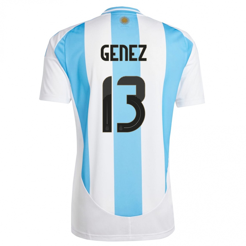 Hombre Fútbol Camiseta Argentina Nahuel Genez #13 Blanco Azul 1ª Equipación 24-26 México