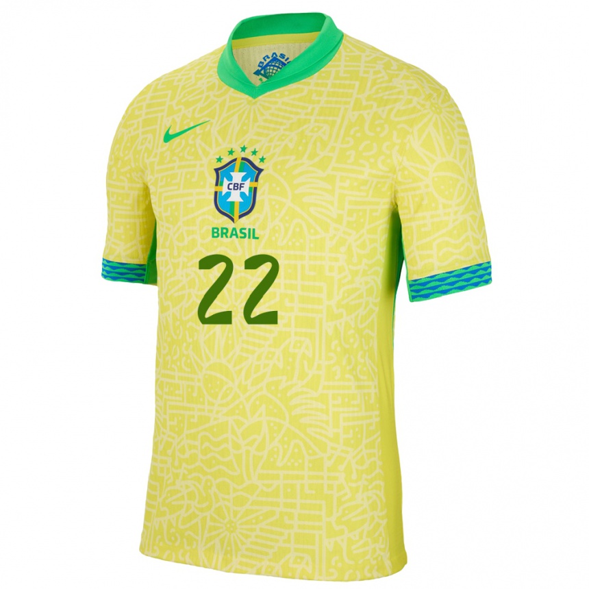 Hombre Fútbol Camiseta Brasil Cayo Felipe #22 Amarillo 1ª Equipación 24-26 México