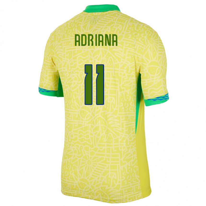 Hombre Fútbol Camiseta Brasil Adriana #11 Amarillo 1ª Equipación 24-26 México