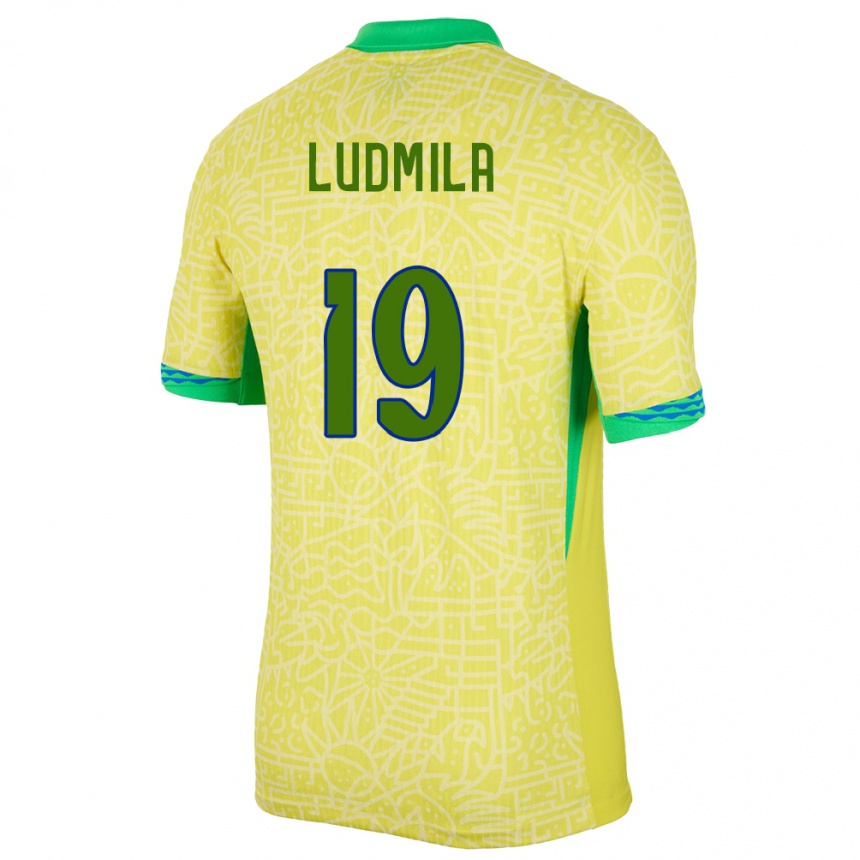 Hombre Fútbol Camiseta Brasil Ludmila #19 Amarillo 1ª Equipación 24-26 México