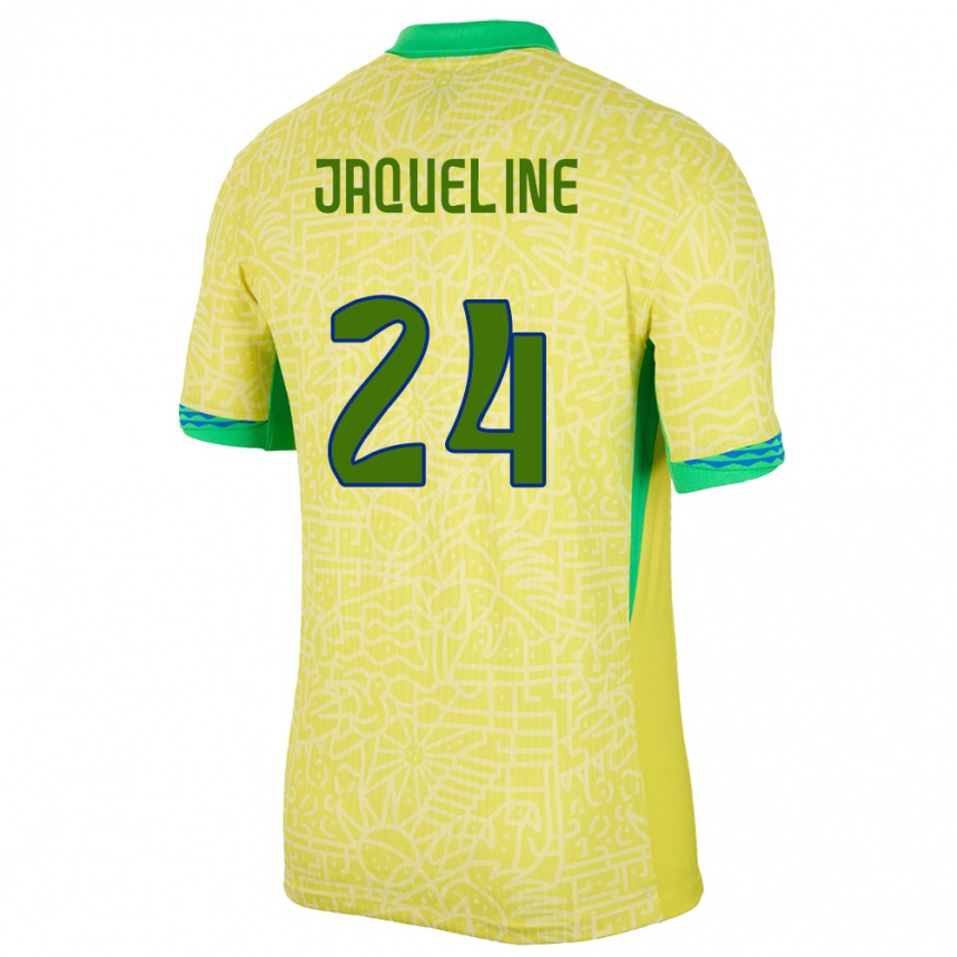 Hombre Fútbol Camiseta Brasil Jaqueline #24 Amarillo 1ª Equipación 24-26 México