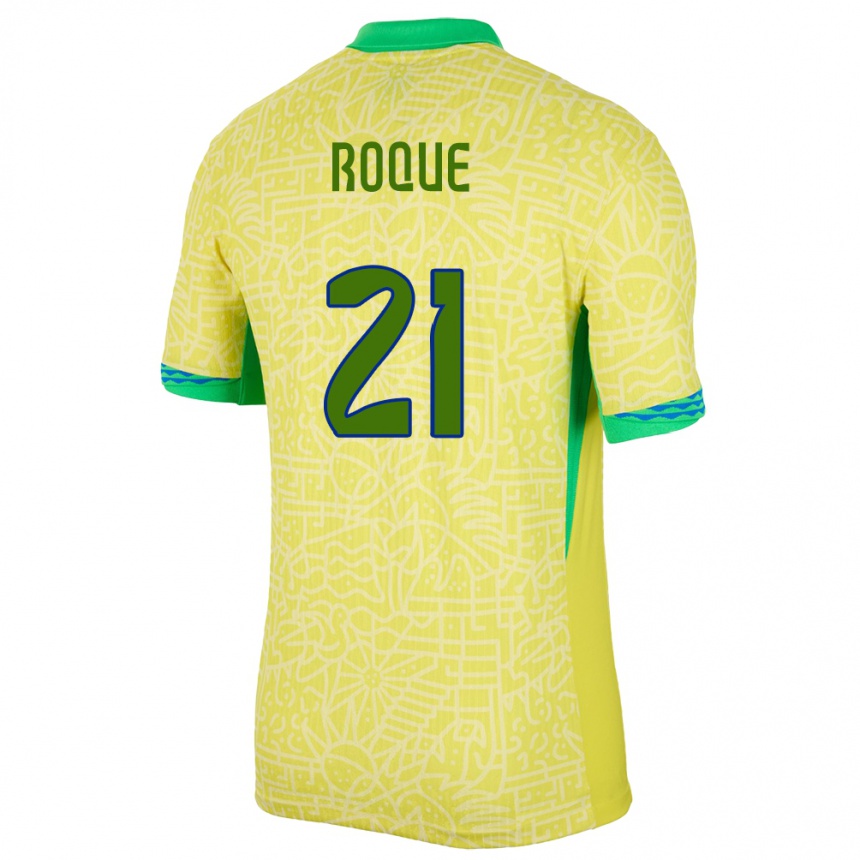 Hombre Fútbol Camiseta Brasil Vitor Roque #21 Amarillo 1ª Equipación 24-26 México