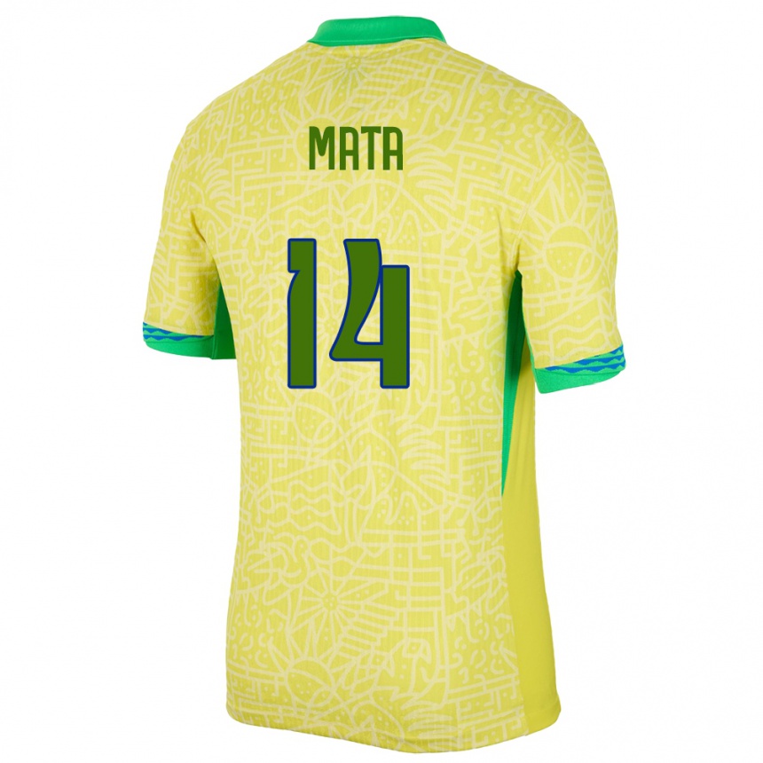 Hombre Fútbol Camiseta Brasil Da Mata #14 Amarillo 1ª Equipación 24-26 México