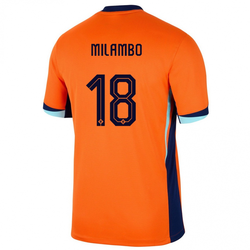 Hombre Fútbol Camiseta Países Bajos Antoni Milambo #18 Naranja 1ª Equipación 24-26 México