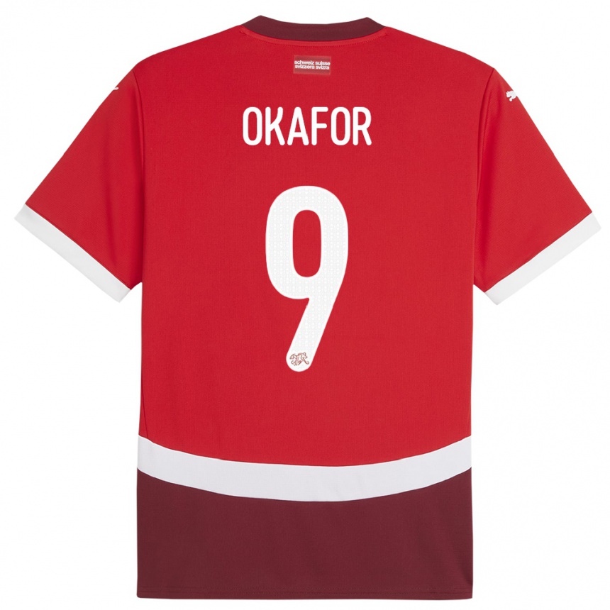 Hombre Fútbol Camiseta Suiza Noah Okafor #9 Rojo 1ª Equipación 24-26 México