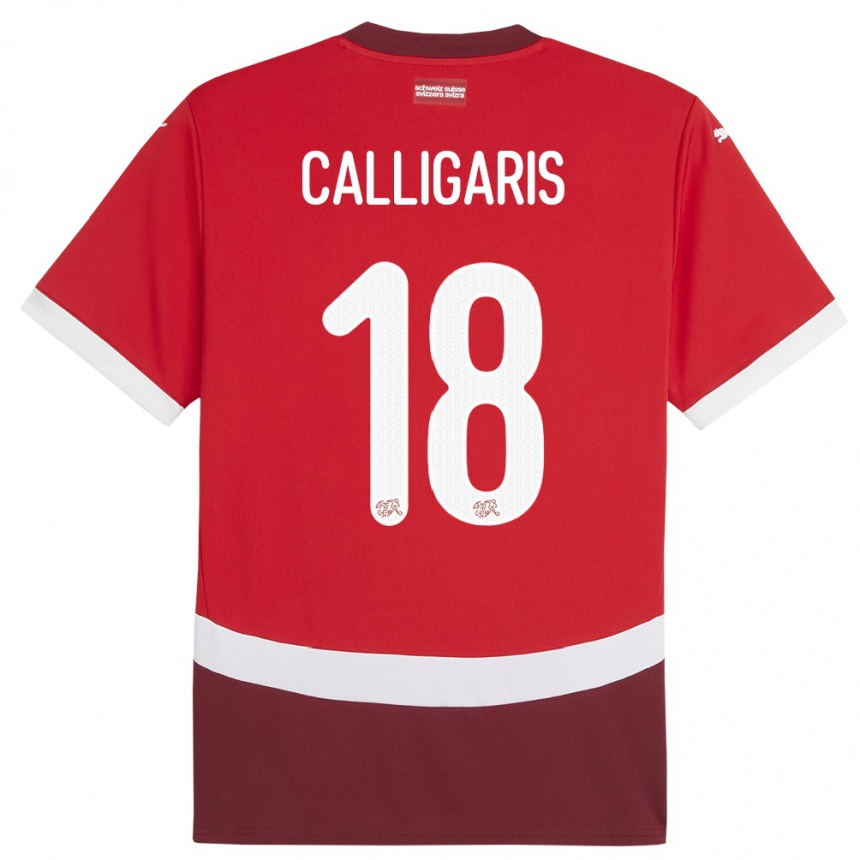 Hombre Fútbol Camiseta Suiza Viola Calligaris #18 Rojo 1ª Equipación 24-26 México