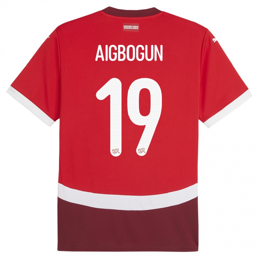 Hombre Fútbol Camiseta Suiza Eseosa Aigbogun #19 Rojo 1ª Equipación 24-26 México