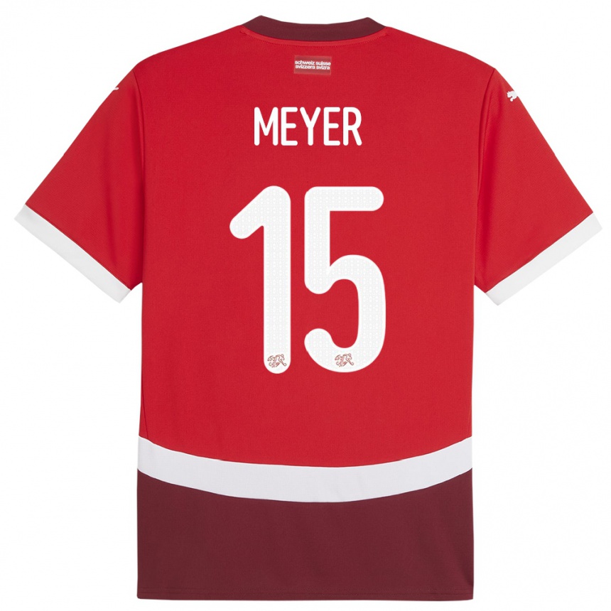 Hombre Fútbol Camiseta Suiza Leny Meyer #15 Rojo 1ª Equipación 24-26 México