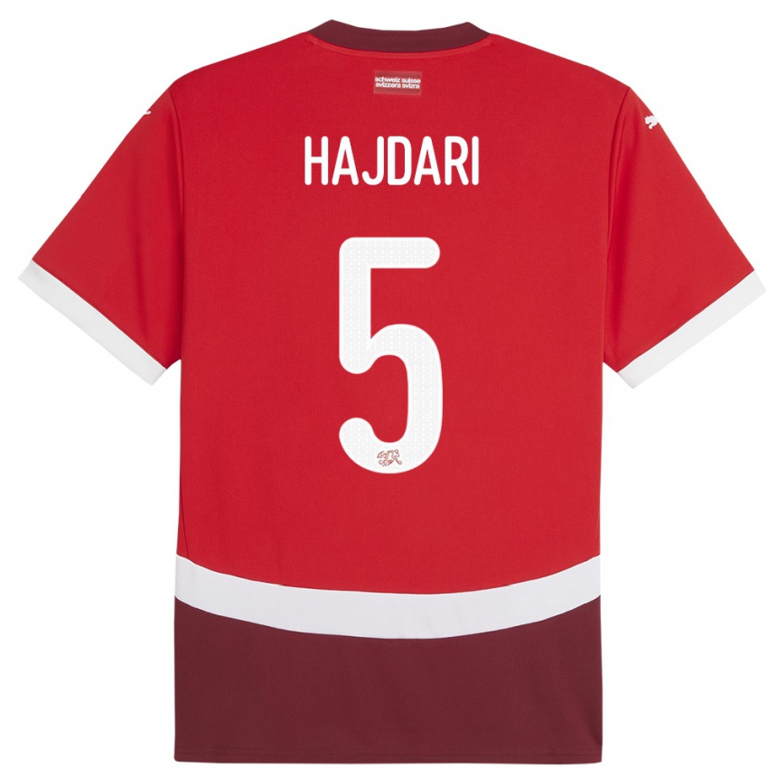 Hombre Fútbol Camiseta Suiza Albian Hajdari #5 Rojo 1ª Equipación 24-26 México