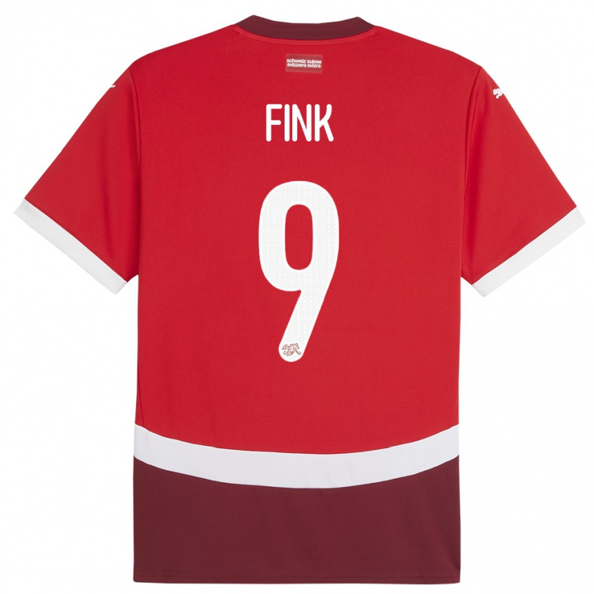 Hombre Fútbol Camiseta Suiza Bradley Fink #9 Rojo 1ª Equipación 24-26 México