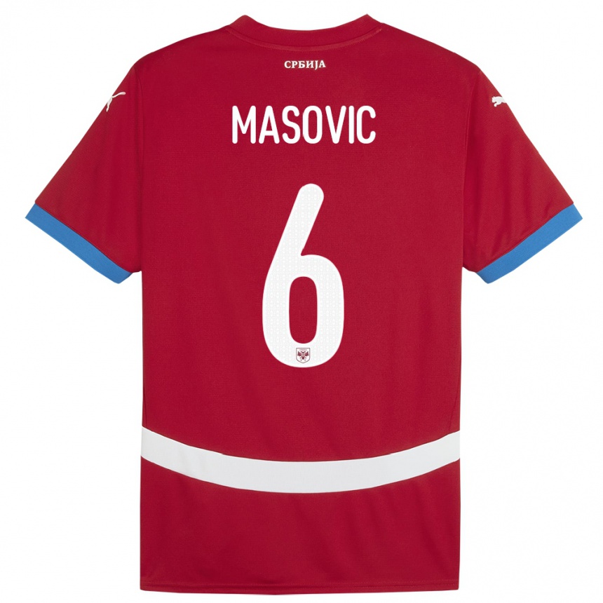 Hombre Fútbol Camiseta Serbia Erhan Masovic #6 Rojo 1ª Equipación 24-26 México