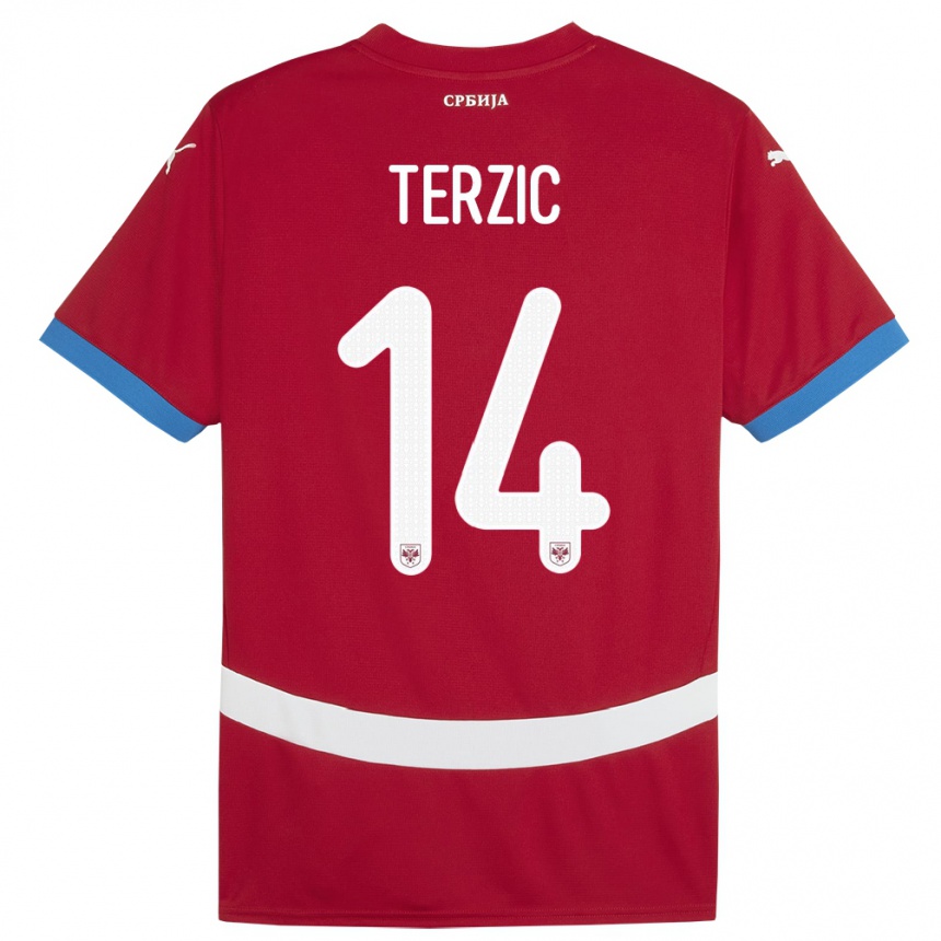 Hombre Fútbol Camiseta Serbia Aleksa Terzic #14 Rojo 1ª Equipación 24-26 México