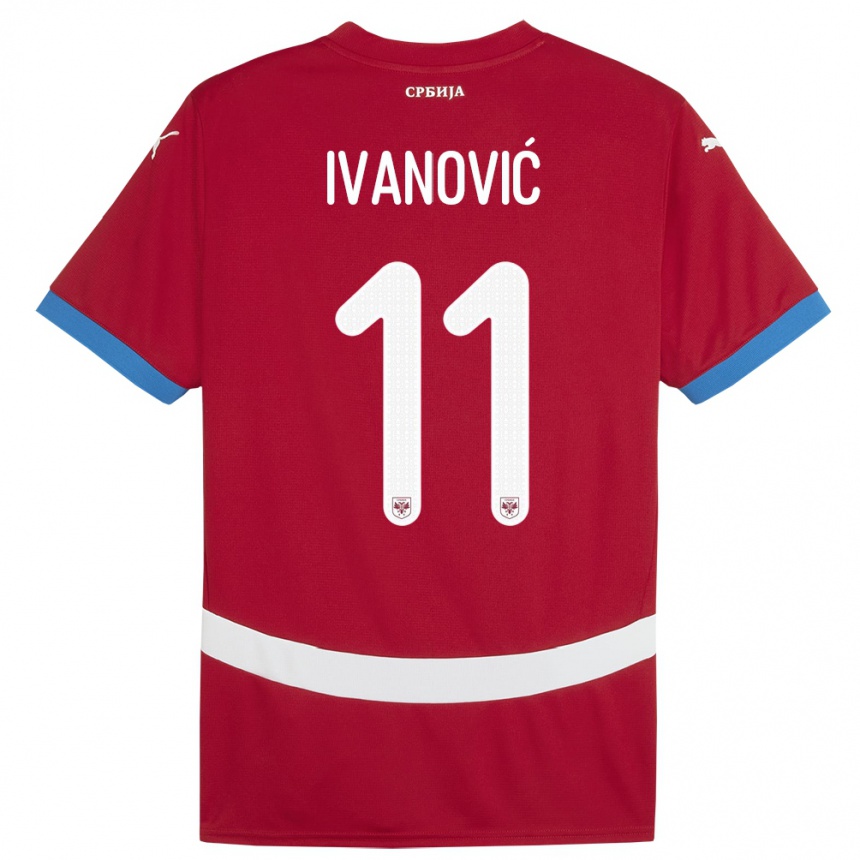 Hombre Fútbol Camiseta Serbia Miljana Ivanovic #11 Rojo 1ª Equipación 24-26 México