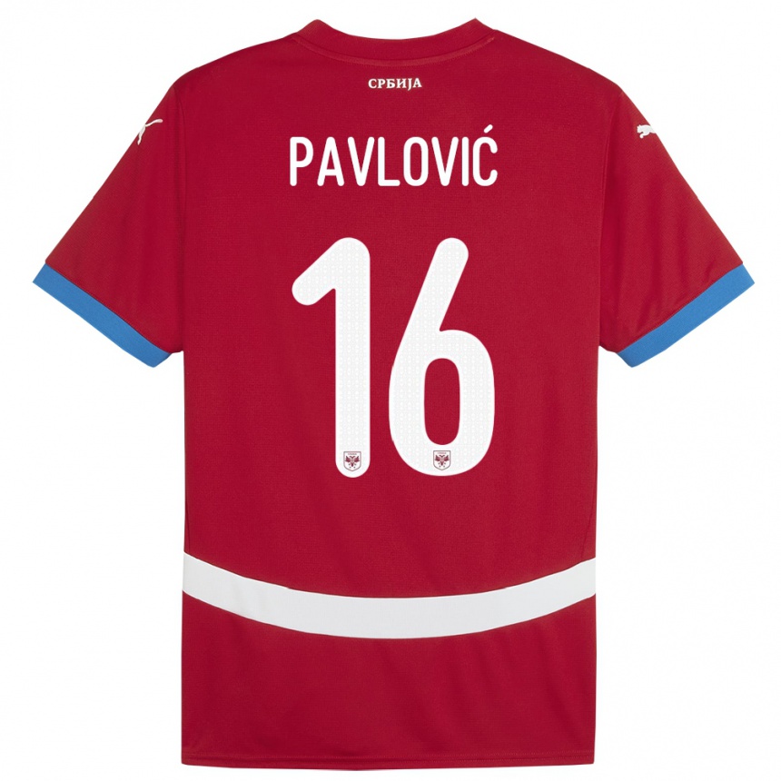 Hombre Fútbol Camiseta Serbia Sara Pavlovic #16 Rojo 1ª Equipación 24-26 México