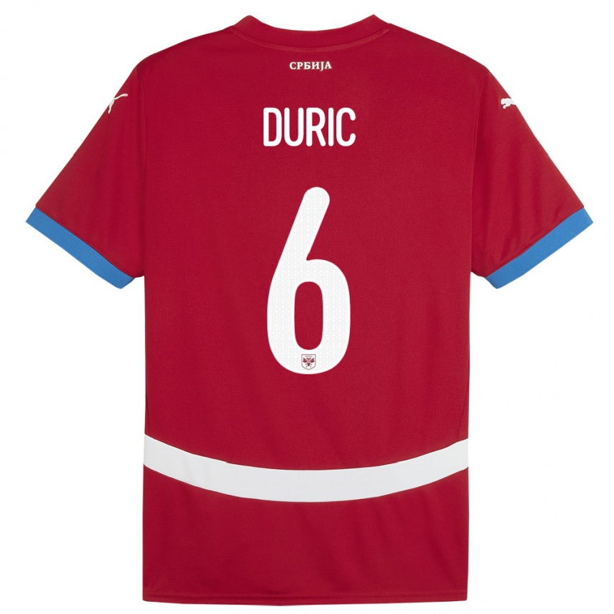 Hombre Fútbol Camiseta Serbia Andrej Duric #6 Rojo 1ª Equipación 24-26 México