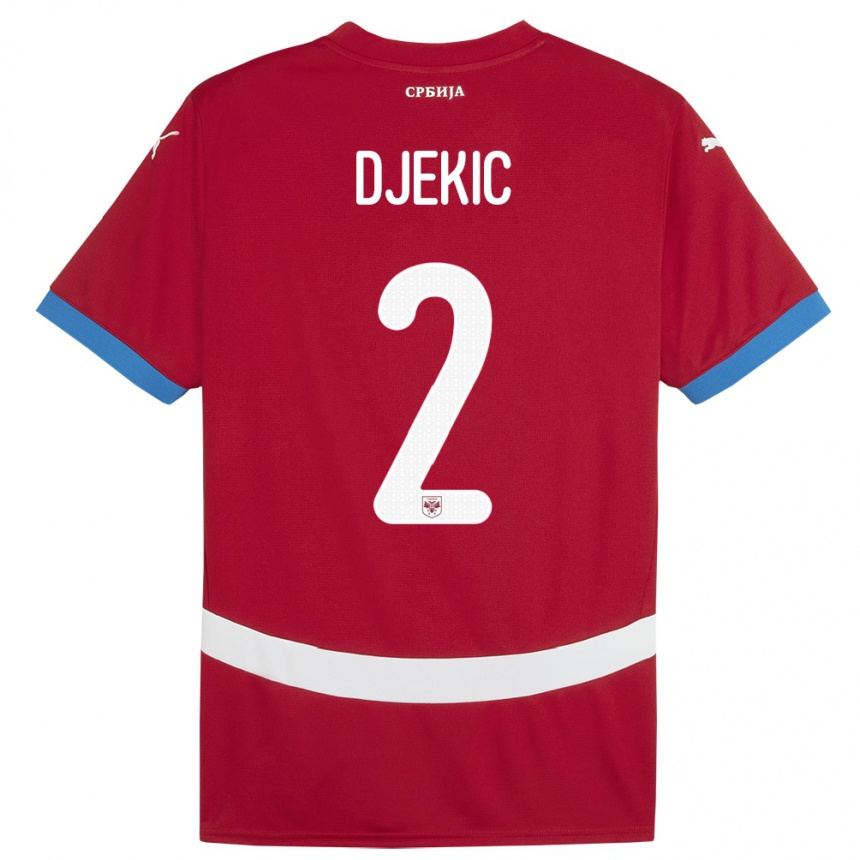 Hombre Fútbol Camiseta Serbia Djuro Giulio Djekic #2 Rojo 1ª Equipación 24-26 México