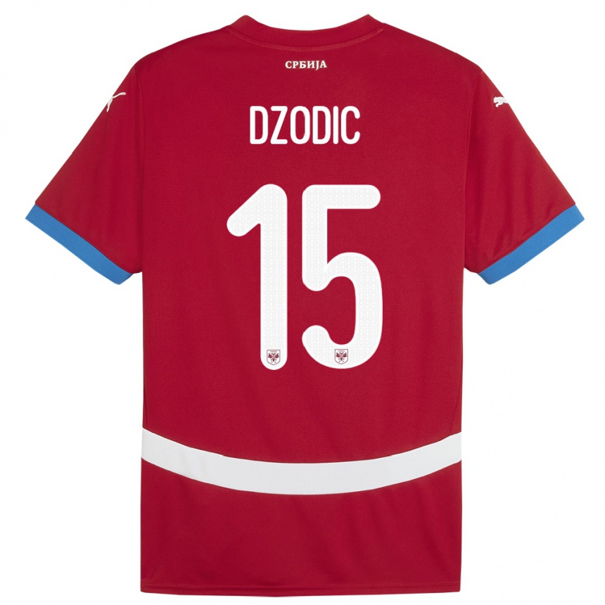 Hombre Fútbol Camiseta Serbia Stefan Dzodic #15 Rojo 1ª Equipación 24-26 México