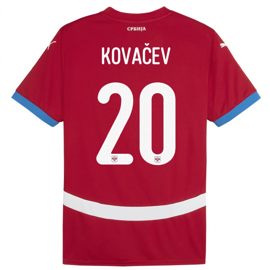 Hombre Fútbol Camiseta Serbia Milan Kovacev #20 Rojo 1ª Equipación 24-26 México
