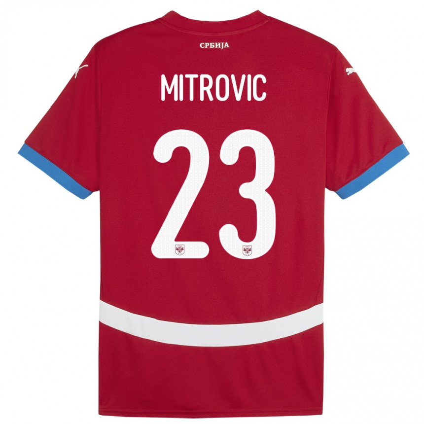 Hombre Fútbol Camiseta Serbia Vuk Mitrovic #23 Rojo 1ª Equipación 24-26 México