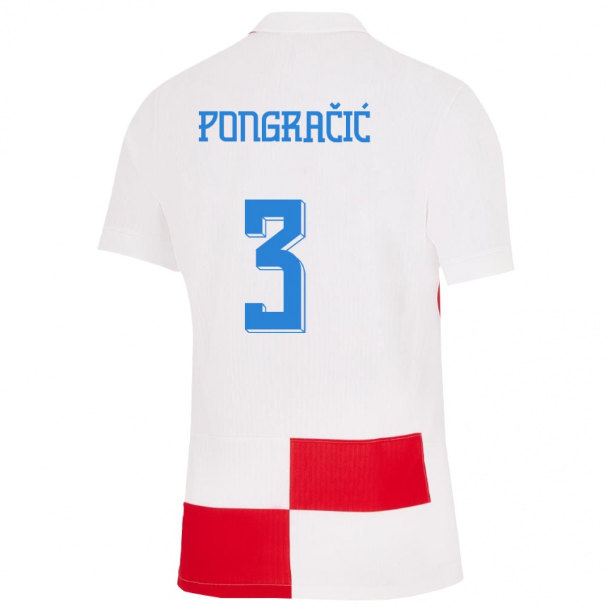 Hombre Fútbol Camiseta Croacia Marin Pongracic #3 Blanco Rojo 1ª Equipación 24-26 México