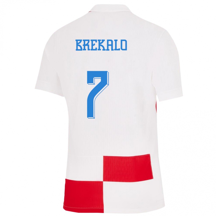 Hombre Fútbol Camiseta Croacia Josip Brekalo #7 Blanco Rojo 1ª Equipación 24-26 México