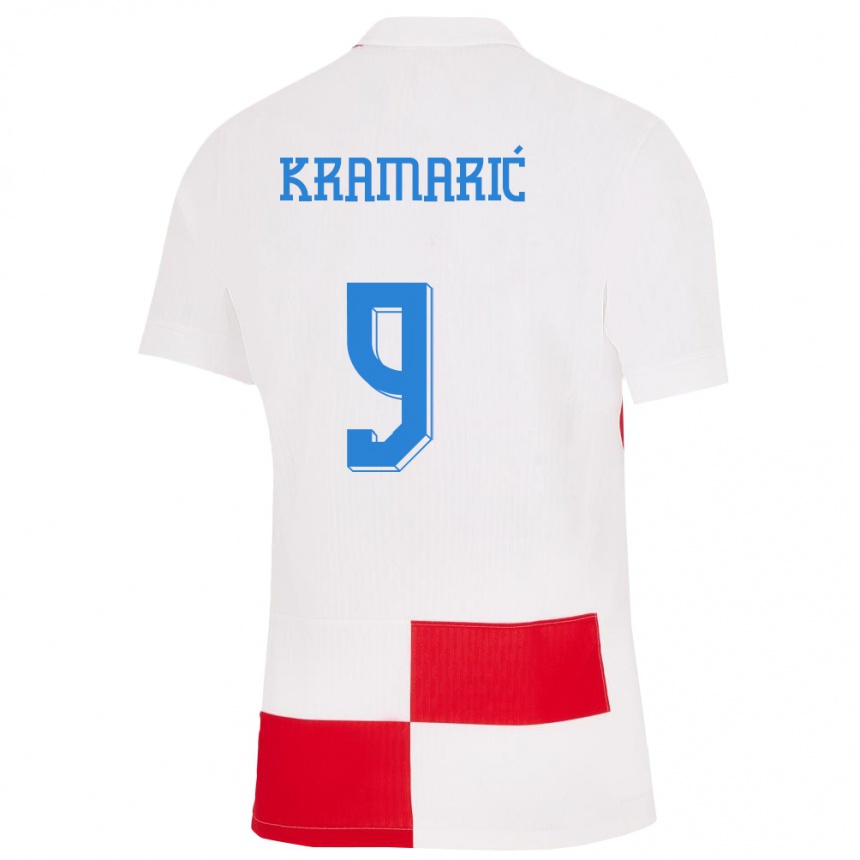 Hombre Fútbol Camiseta Croacia Andrej Kramaric #9 Blanco Rojo 1ª Equipación 24-26 México