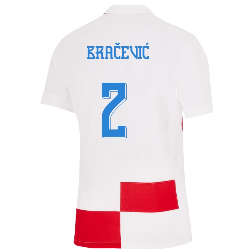 Hombre Fútbol Camiseta Croacia Petra Bracevic #2 Blanco Rojo 1ª Equipación 24-26 México