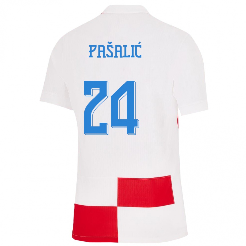 Hombre Fútbol Camiseta Croacia Marco Pasalic #24 Blanco Rojo 1ª Equipación 24-26 México