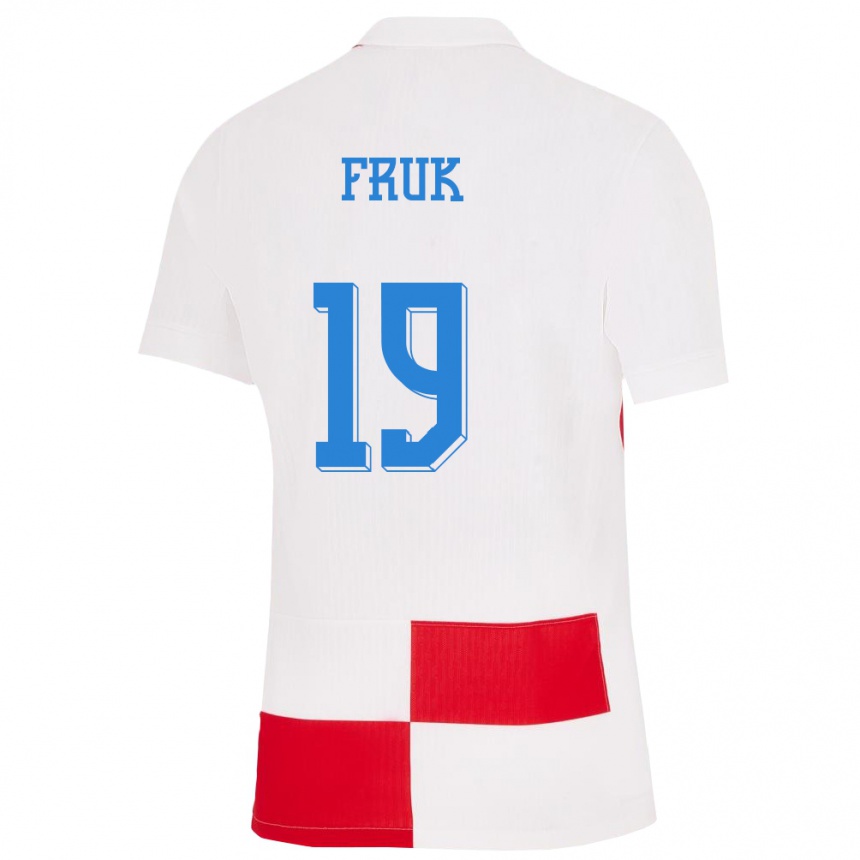 Hombre Fútbol Camiseta Croacia Toni Fruk #19 Blanco Rojo 1ª Equipación 24-26 México