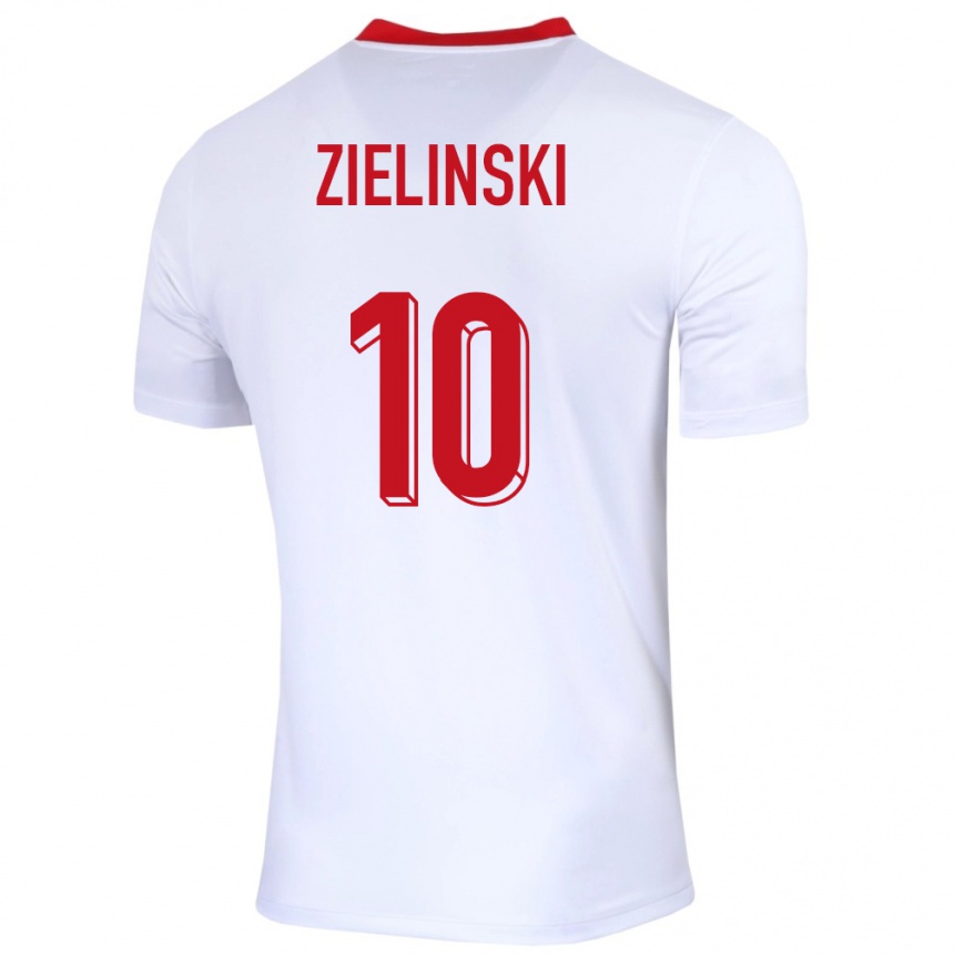 Hombre Fútbol Camiseta Polonia Piotr Zielinski #10 Blanco 1ª Equipación 24-26 México