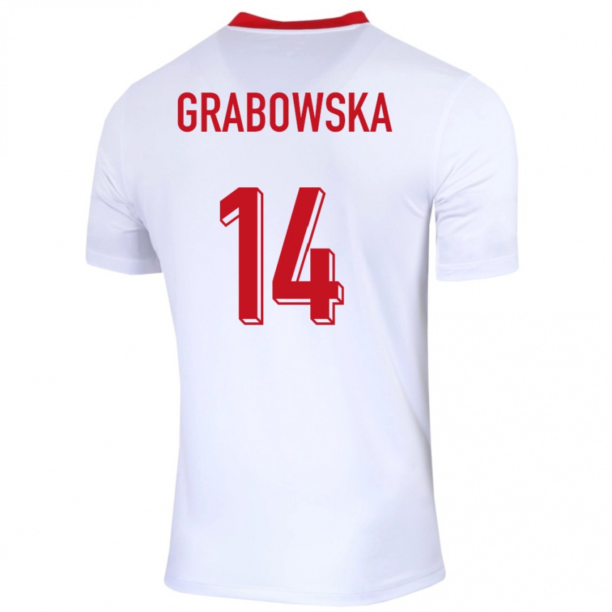 Hombre Fútbol Camiseta Polonia Dominika Grabowska #14 Blanco 1ª Equipación 24-26 México