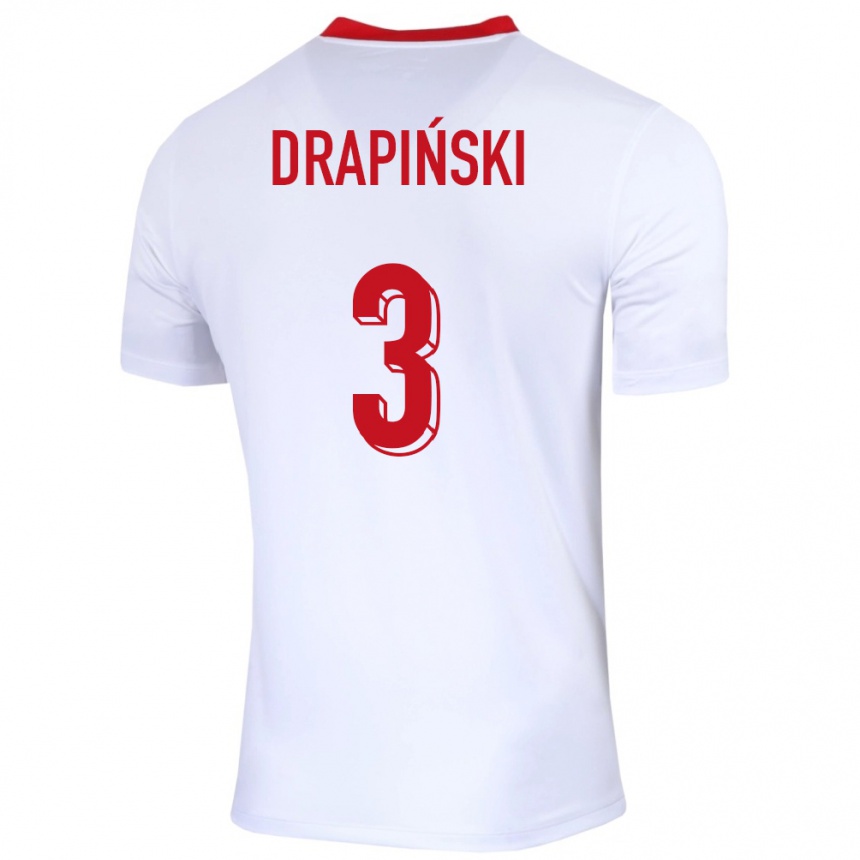 Hombre Fútbol Camiseta Polonia Igor Drapinski #3 Blanco 1ª Equipación 24-26 México