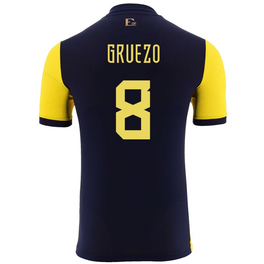 Hombre Fútbol Camiseta Ecuador Carlos Gruezo #8 Amarillo 1ª Equipación 24-26 México